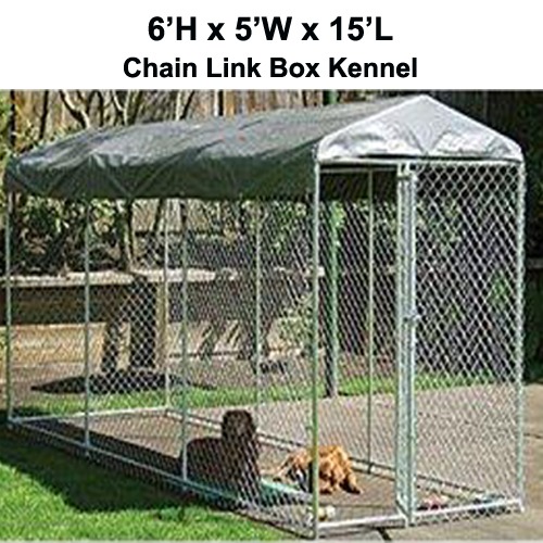 Heavy Duty 2in1 Chain Link Dog Kennel Enclosure 6’H x 5’W x 15’L